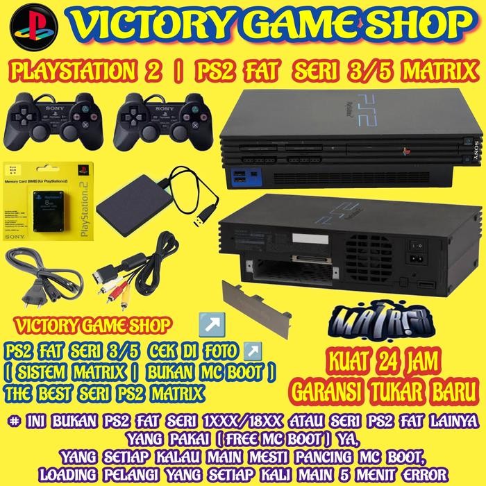 PS2 PS 2 FAT SONY PLAYSTATION 2 + HARDDISK HDD + 2 STIK ANALOG KOMPLIT