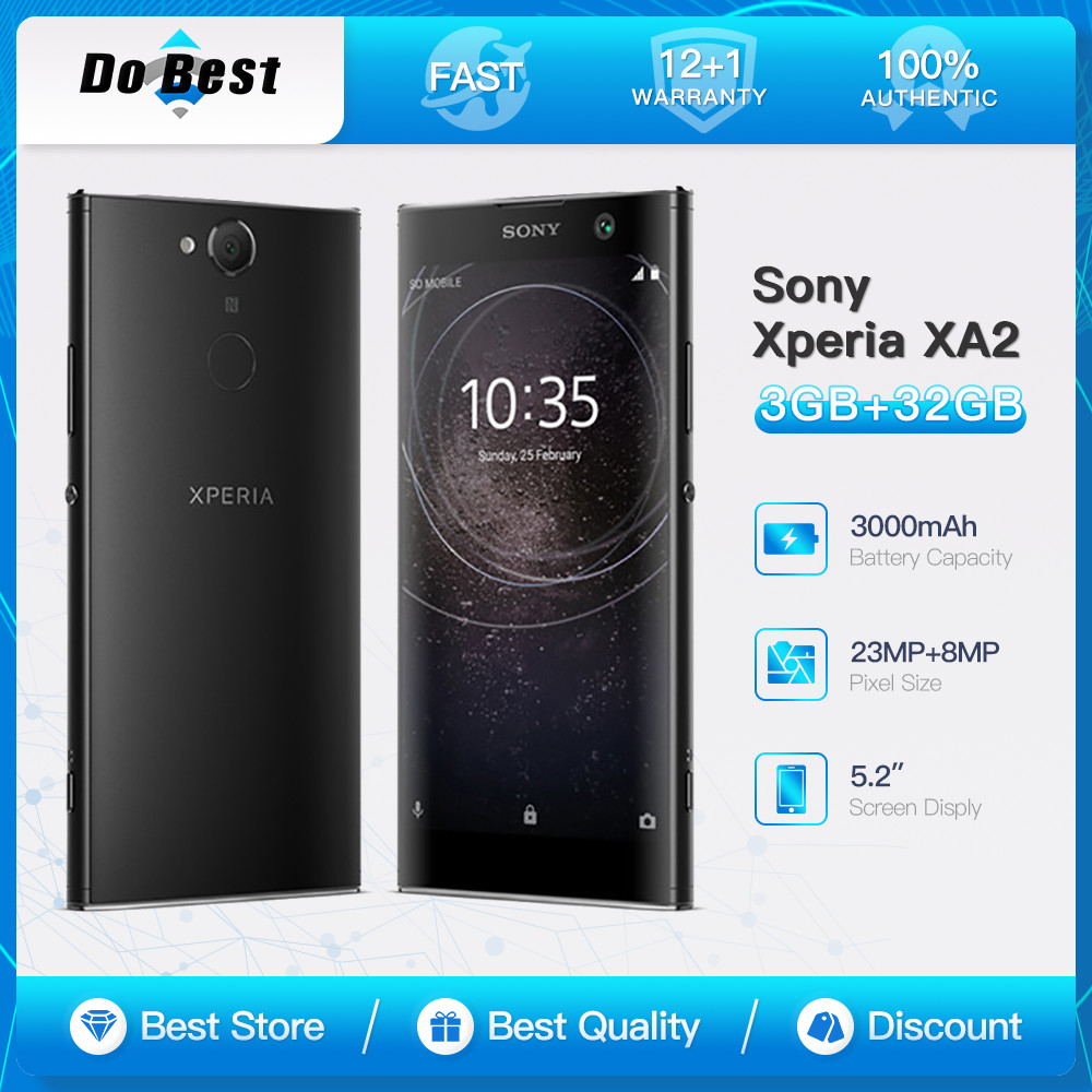 Sony Xperia XA2 H3113 H4113 4G LTE Mobile Phone 5.2'' IPS LCD 3GB RAM 32GB ROM 1/2 SIM Card Snapdrag