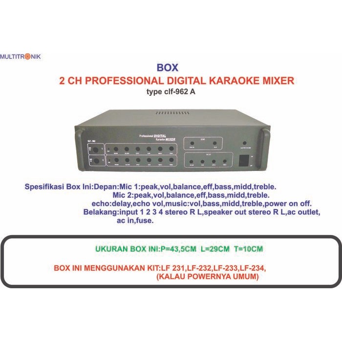 Box 2 ch Professional Digital Karaoke mixer CLF 962A
