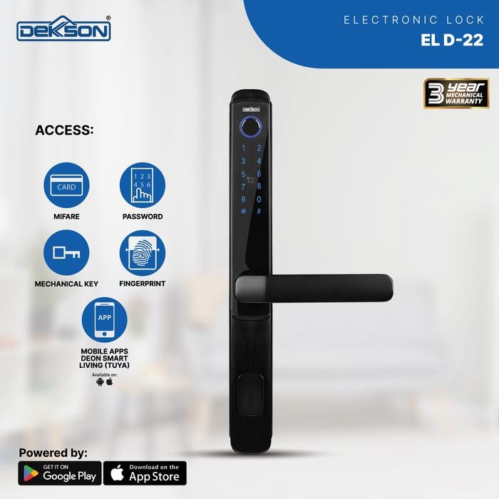 DEKKSON SMART DOOR DIGITAL LOCK KUNCI PINTU EL D22 HITAM SILVER