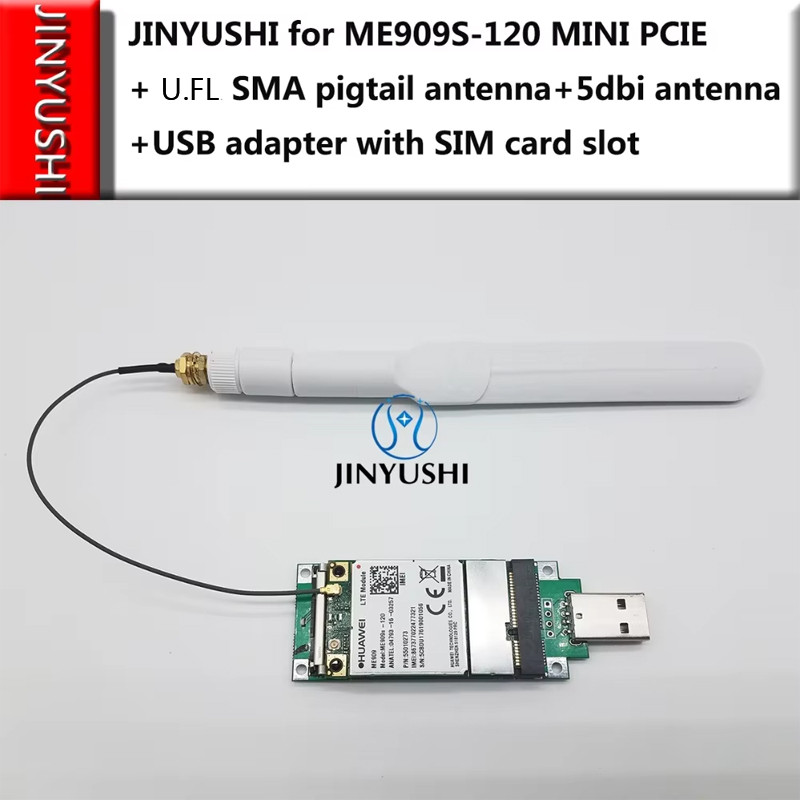 ME909S-120 MINI PCIE+U.FL SMA pigtail antenna+5dbi antenna+USB adapter with SIM Card Slot 4G FDD LTE