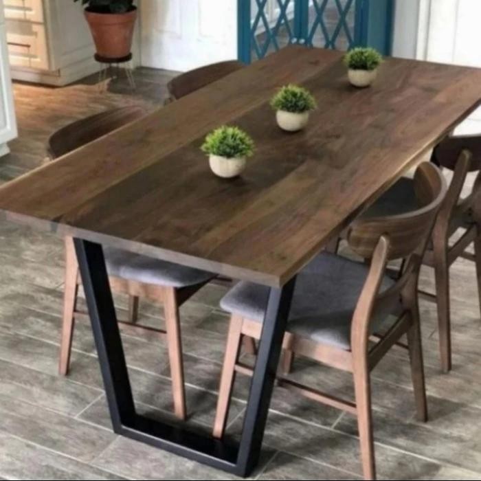 Meja Makan, Meja Restoran, Meja Kayu Kaki Besi