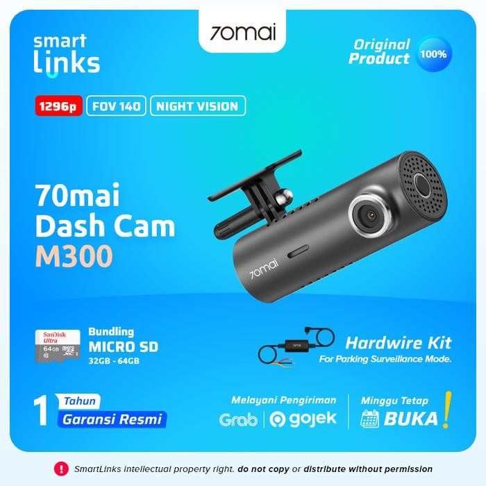 70mai Dash Cam M300 1296P FOV 140 Night Vision 70mai M300