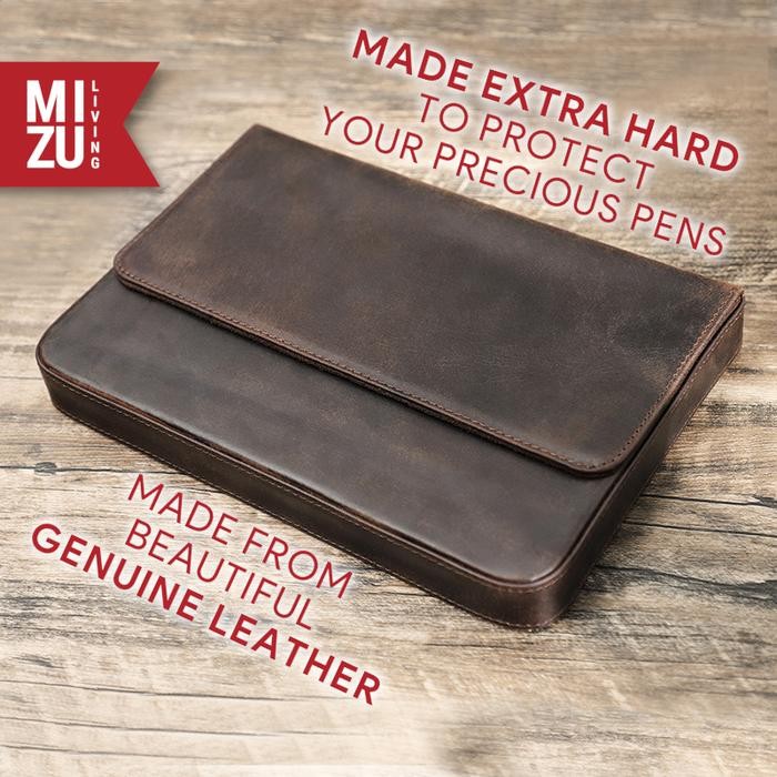 

MIZU TAISAKU Leather HARD Fountain Pen Case 3/6/12 Slots Inspired by Galen Leather Tempat Pen