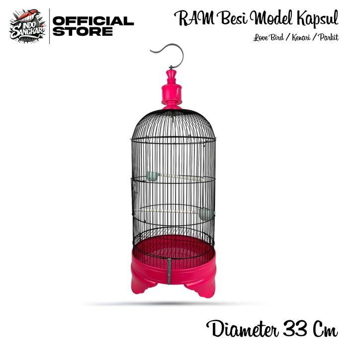 RAM Besi Sangkar Kandang Burung LOVE BIRD/KENARI/PARKIT Diameter 33 Cm RAM Besi Sangkar LOVE BIRD