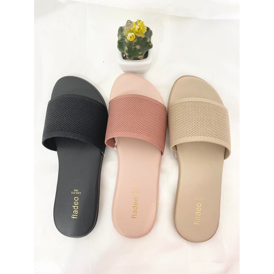 Fladeo Sendal Teplek/Selop Model Rajut Wanita Terbaru Cantik Ori Mall Fld18 Selop Shoes