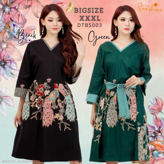 Dress Terusan Batik Jumbo Big Size XXXL /Batik Wanita Plus DTBS003 (1)