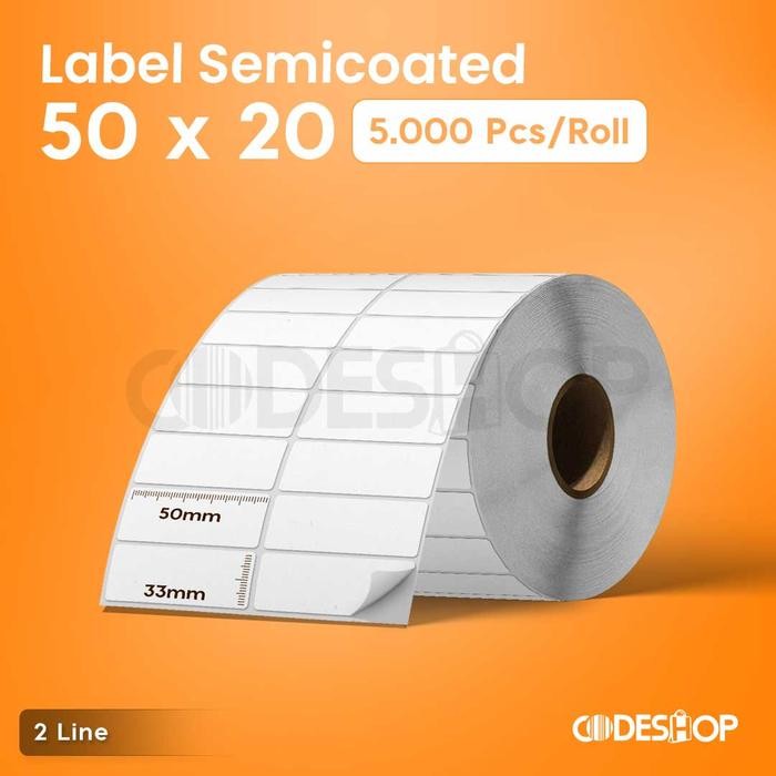 

AT LABEL BARCODE 50X20 isi 5000pc / LABEL STICKER SEMICOAT 50 X 20 mm