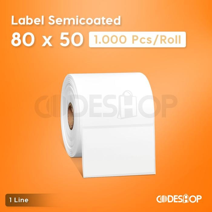 

AT Stiker Label Semicoated 80x50 mm 1 Line isi 1000 Pcs Gap Perforasi