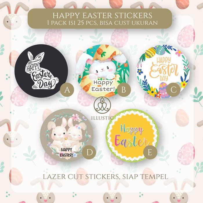 

AT stiker paskah/ happy easter stickers bisa custom ukuran (isi 25)