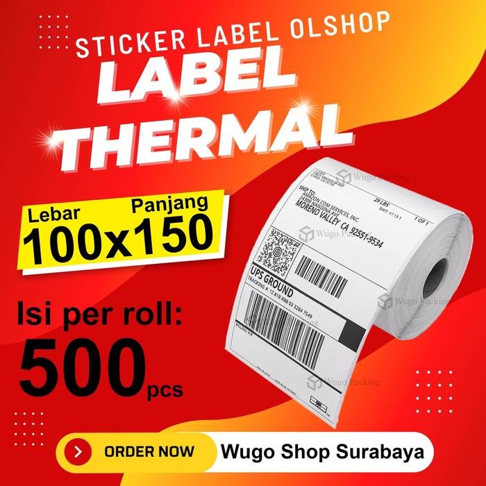 

AT LABEL BARCODE 100 X 150 mm Isi 500 pcs KERTAS STICKER DIRECT THERMAL