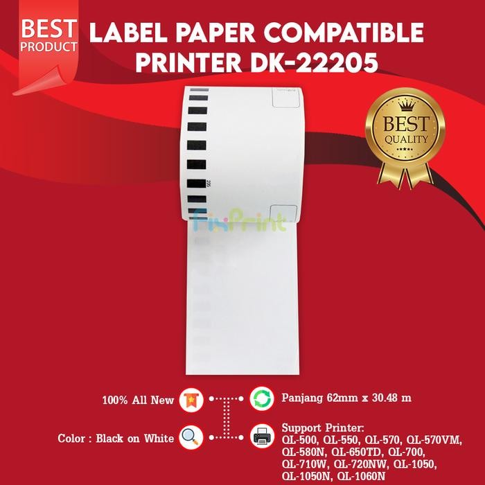 

AT Kertas Continuous Label Tape 67mm x 30M DK-22205 DK22205 Without Support Compatible for Printer