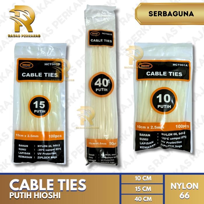 

AT CABLE TIES / KABEL TIES / PENGIKAT KABEL (PUTIH/WHITE) HIOSHI / PENGIKAT SERBAGUNA