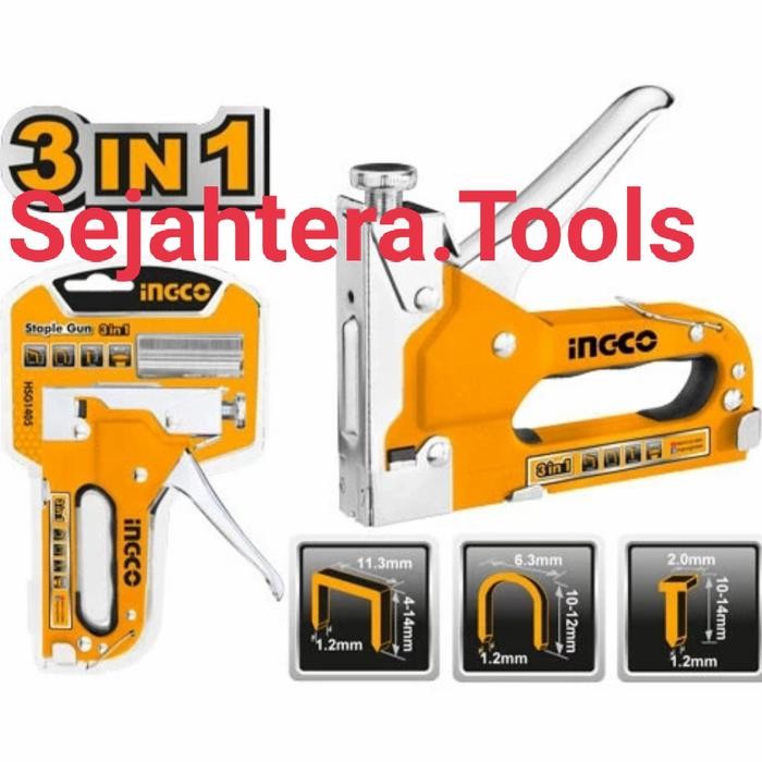 

AT HSG1405 INGCO STAPLE GUN 3 IN 1 STAPLES TEMBAK JOK STAPLER STEPLES