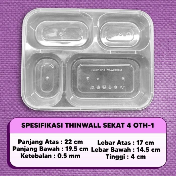 (Expert) Thinwall Bento Sekat 4 Dome Isi 25 Pcs / Food Container Premium