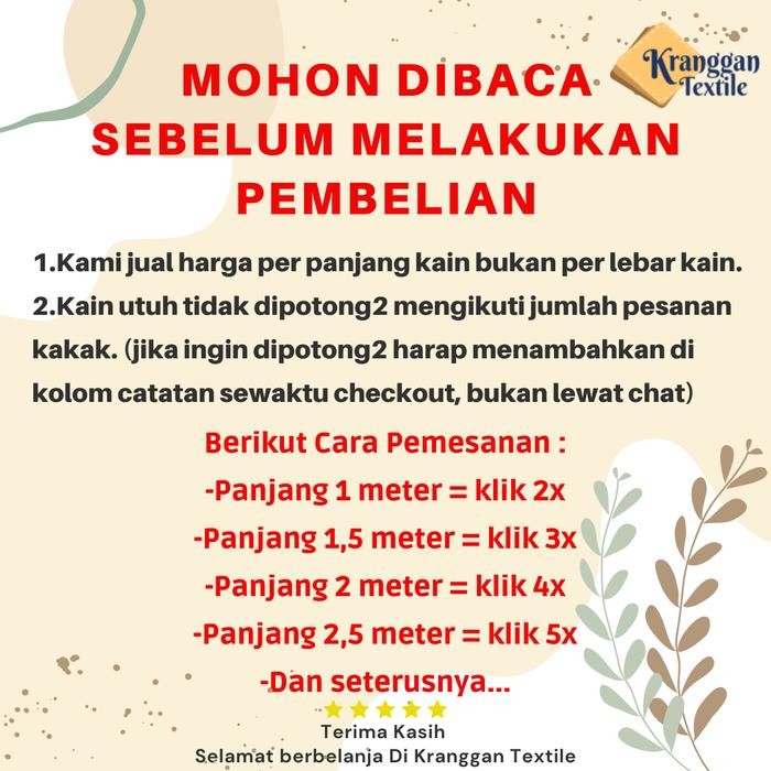 

AT (harga per 1/2m) Bahan Kain Rayon Twill Premium Katun Viscose Polos Lebar 150cm