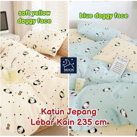

AT Kain Sprei Meteran Katun Jepang Anak Baby Blue Doggy Face Anjing
