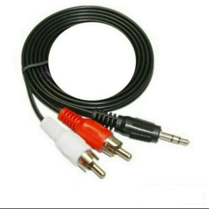 KABEL RCA 2 IN 1 , JACK 3.5MM TO RCA 2 KABEL HITAM masih ready