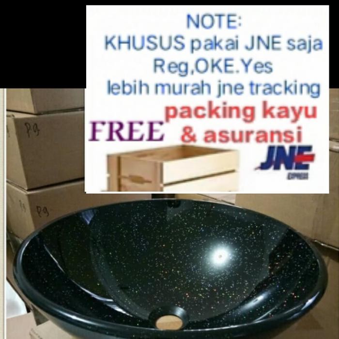 Wastafel Kaca Black Manik Tempered Glass