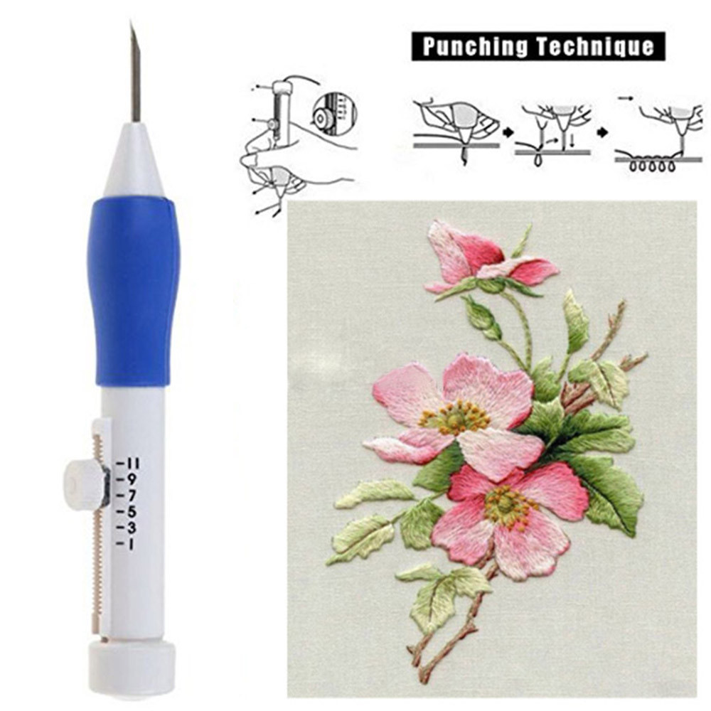 1Set Russian Embroidery Punch Needle Embroidery Stitching Punch Needle Crochet Knitting Needle Art