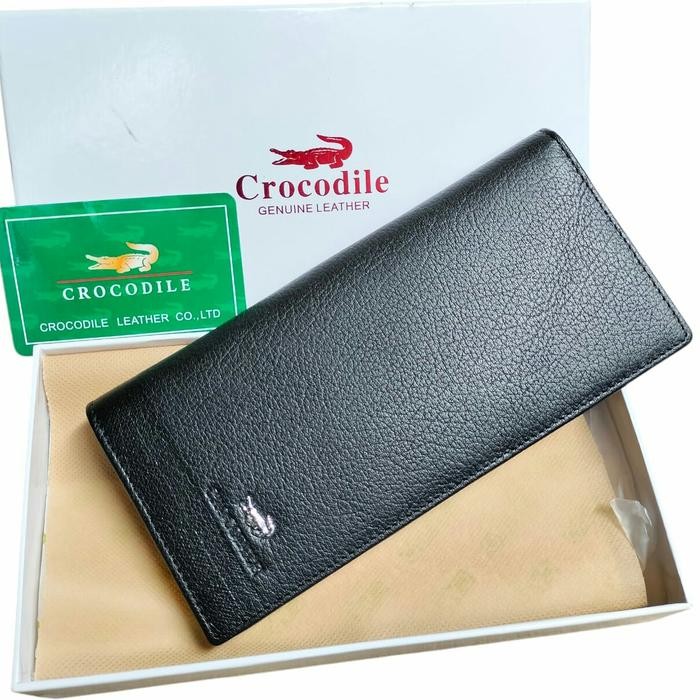 Crocodile dompet pria dan wanita kulit asli model panjang lipat dua original import