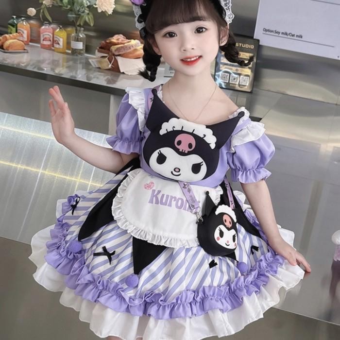 ASLI kostum kuromi anak/ kostum karakter/ dress kuromi/ cosplay kuromi anak READY STOCK