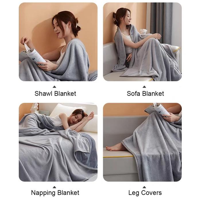 Selimut Bulu Lembut & Halus Pola Polos Uk Dewasa 180x200 cm