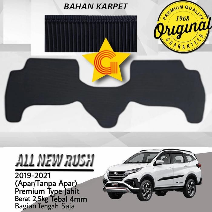 Karpet Mobil Toyota Rush 2019-2021 Premium Hitam Jahit Bag Tengah Saja