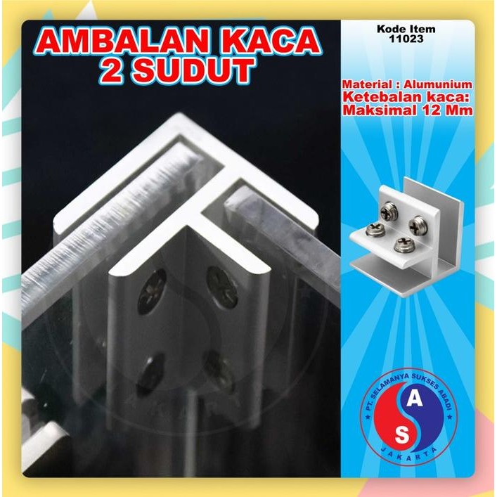Ambalan Bracket Penjepit Kaca L Siku Penjepit Kaca Jepit Kaca 2 Sudut