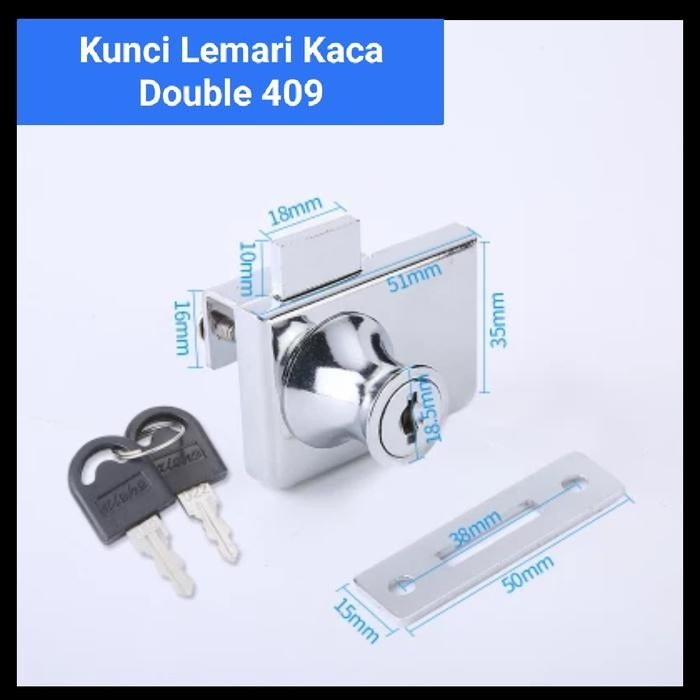 SIS Kunci Lemari Kaca Jepit Double