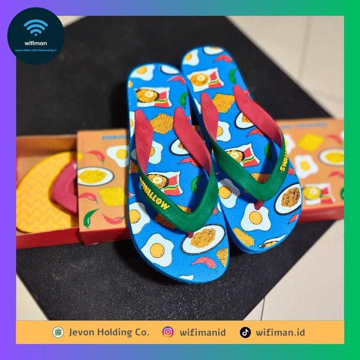 Terbaru Swallow Indomie Merah Biru - Sandal Limited Edition