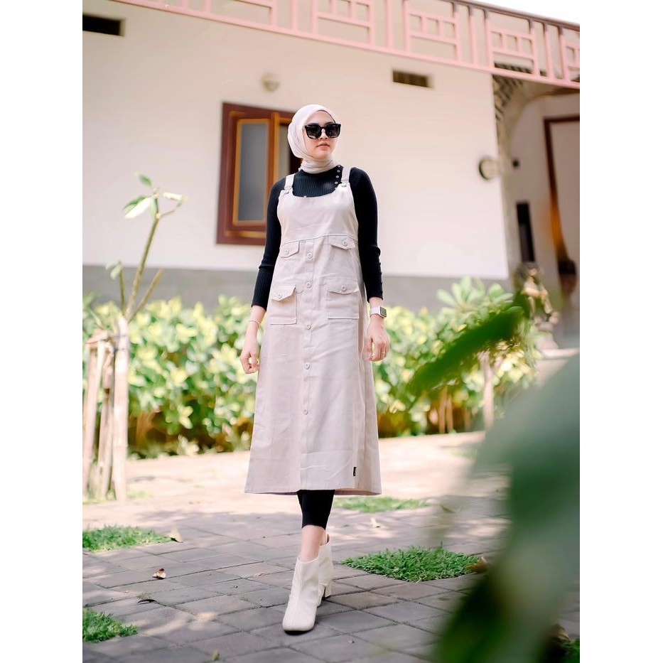 Marsya Overall Rok Cargo Wanita Katun Premium Jumpsuit Rok Casual Overall Rok Trendi