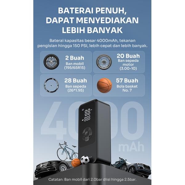 Vivan Portable Air Pump Inflator Electric Pompa Ban Mobil Sepeda Motor