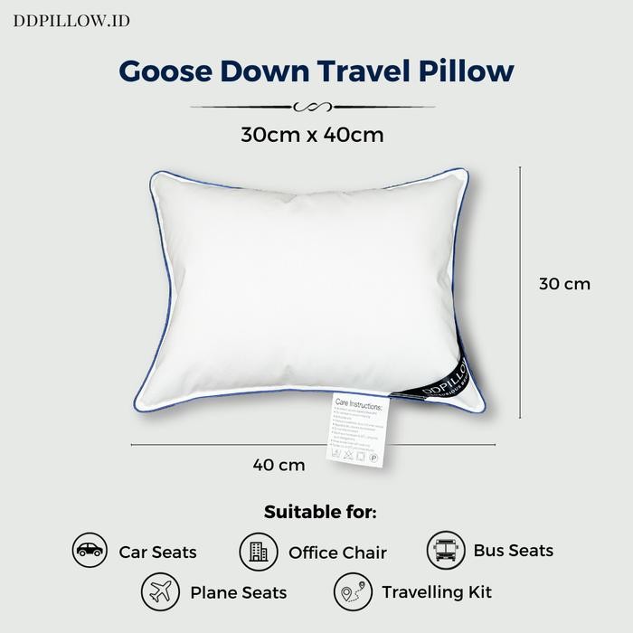 DDPillow Bantal Travel Bulu Angsa Asli Travel Pillow Lumbar Pillow
