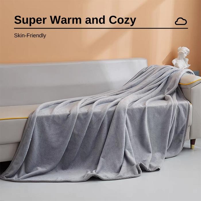 Selimut Bulu Lembut Pola Polos Uk Dewasa 150 x 200 cm