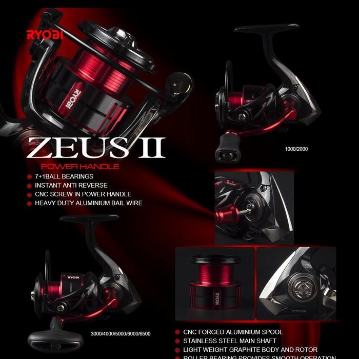 reel ryobi zeus II hp merah bukan hpx power handel 1000 2000 3000 4000