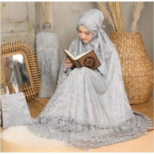 ASLI MUKENA KEONG PRADA SUTRA PARIS FULL BORDIR WARNA MUKENA KATUN JUMBO READY STOCK