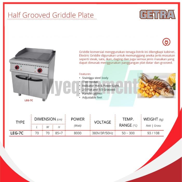 HALF GROOVE GRIDDLE PLATE GETRA LEG-7C GRIDDLE ELEKTRIK