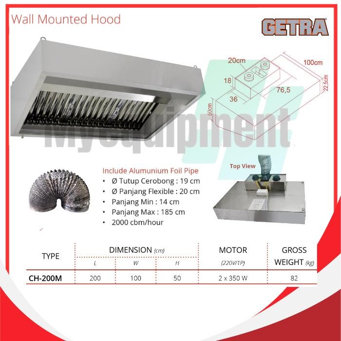 WALL MOUNTED HOOD GETRA CH-200M