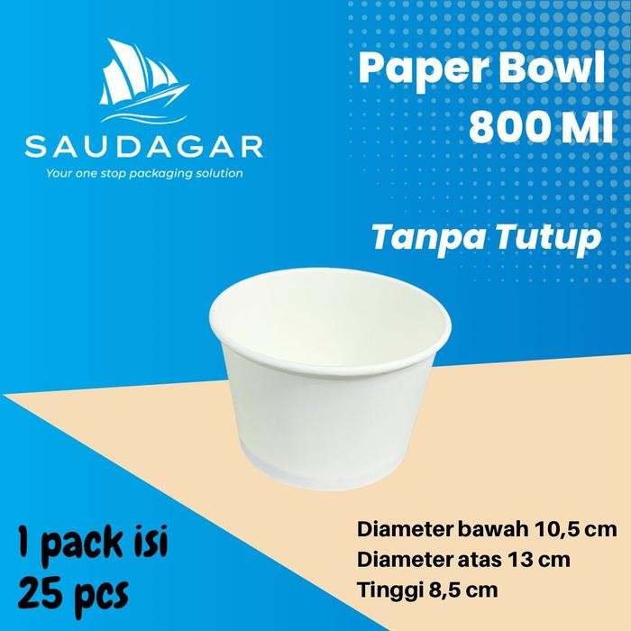 

Paper Rice Bowl 800 ml / Mangkok Kertas Tanpa Tutup