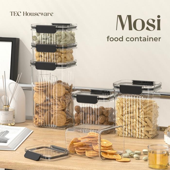 

TECMOSI Kotak toples Penyimpanan Makanan Sebaguna Hitam Kedap Udara Tempat Penyimpanan Cereal Toples