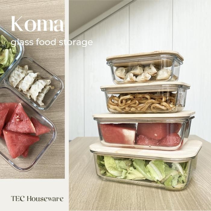 

TECKOMA Toples Kotak Bamboo Lid Cover Tempat Penyimpanan Makanan Kotak Penyimpanan Makanan Kulkas