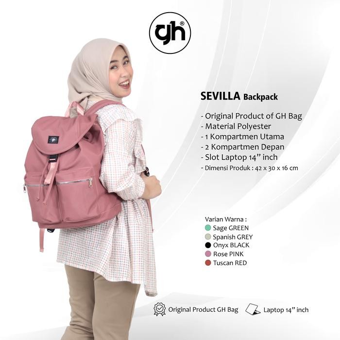 

GH-Bag SEVILLA Backpack Tas Ransel Wanita Tas Sekolah Slot Laptop 14" inch Terbaru