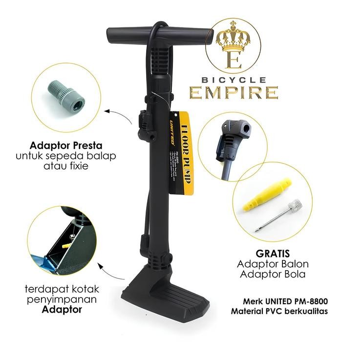 United PM-8800 Pompa Serbaguna Bahan PVC 20" Pompa Sepeda Pompa Bola Pompa Balon Bicycle Empire
