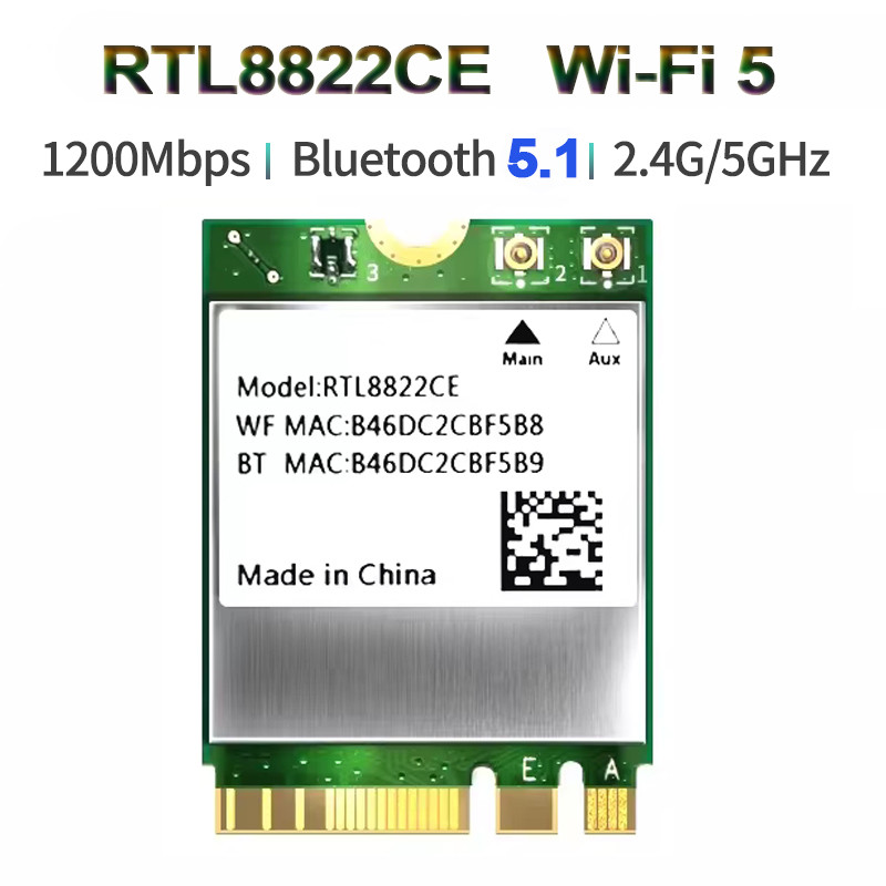 WiFi5 RTL8822CE 1200Mbps Bluetooth 5.1 Dual-band 2.4G/5G 802.11AC WiFi Card Network Mini PcIe Card