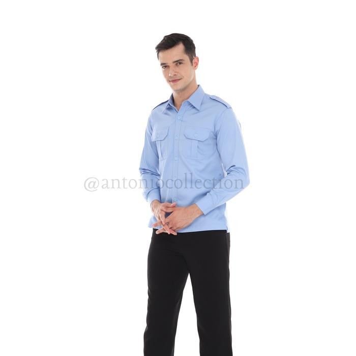 Baju Pns Biru Muda Langit Lengan Panjang , Baju Pdh Biru Muda Langit , Baju Asn Biru Muda Langit ,
