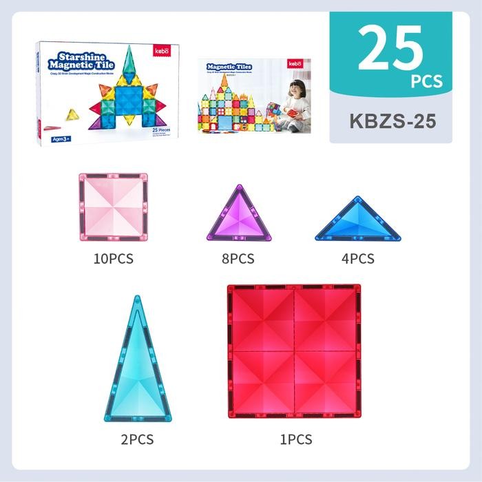 Kebo Starshine Magnetic Tiles 25 Pcs Mainan Edukasi Magnet Susun