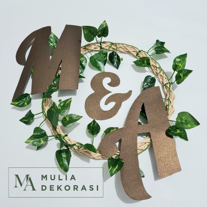 Ring Rotan Lingkaran Dekorasi Backdrop Lamaran Nikahan + Inisial Huruf
