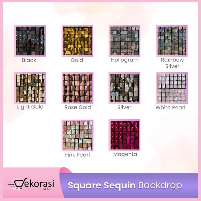 TERMURAH Square Sequin Tile Backdrop / Sequin Backdrop / Dekorasi Dinding / Dekorasi Pesta /