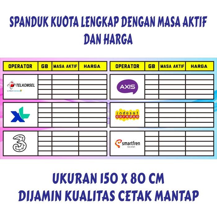 Spanduk Kuota - Spanduk Konter Pulsa Banner Kuota 150x80